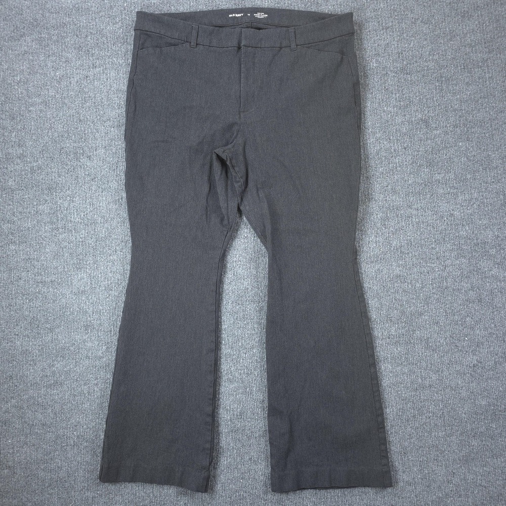 Old Navy Dress Pants Womens 16 Pixie Flare High Rise Gray Twill Stretch Career